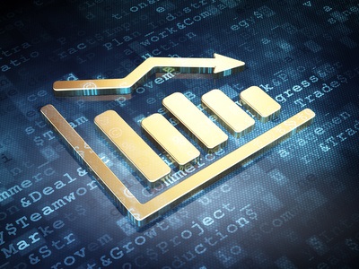 Golden Decline Graph on digital background